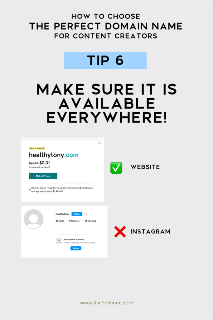 tip 6 for choosing a domain name - availability